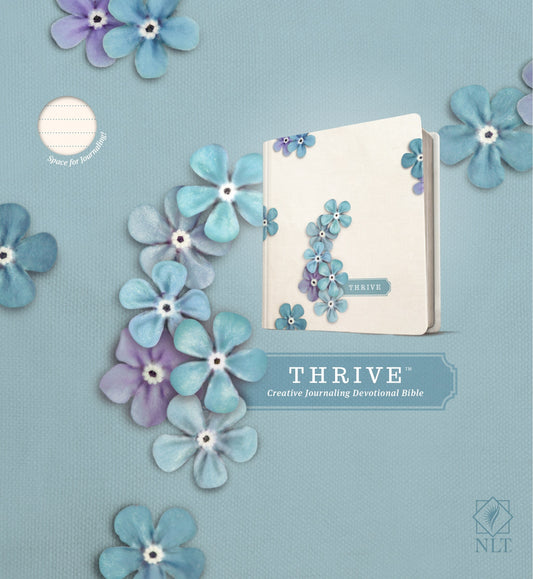 NLT Thrive Creative Journaling Devotional Bible (Hardcover, Blue Flowers)