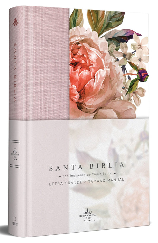 Biblia Reina Valera 1960 Letra Grande. Tapa Dura, Tela Rosada Con Flores, Tamaño Manual / Bible Rvr 1960. Handy Size, Large Print, Hardcover, Pink - Reina Valera Revisada 1960 (Hardcover)-Bibles-9781644733875-BookBizCanada