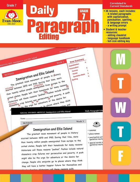 Daily Paragraph Editing, Grade 7 Teacher Edition - Evan-Moor Corporation (Paperback)-Young Adult Misc. Nonfiction-9781609638320-BookBizCanada