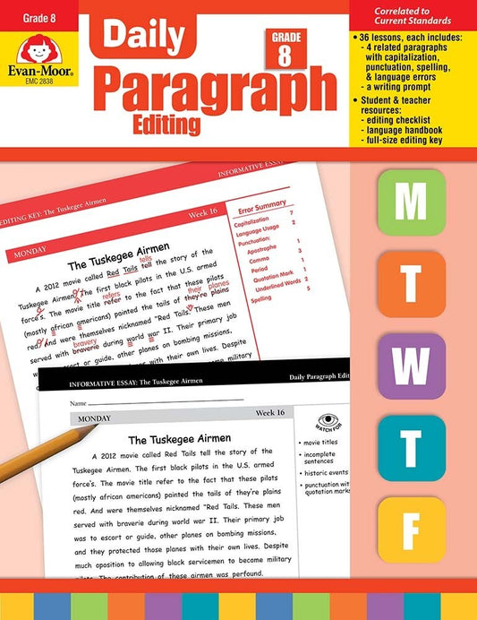 Daily Paragraph Editing, Grade 8 Teacher Edition - Evan-Moor Corporation (Paperback)-Young Adult Misc. Nonfiction-9781609638337-BookBizCanada