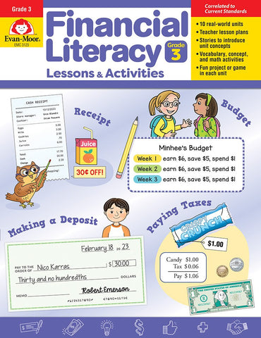 Financial Literacy Lessons and Activities, Grade 3 Teacher Resource - Evan-Moor Corporation (Paperback)