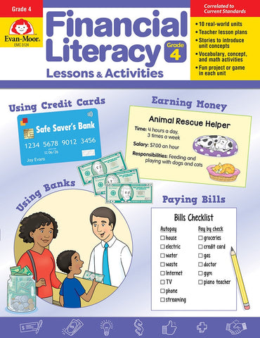 Financial Literacy Lessons and Activities, Grade 4 Teacher Resource - Evan-Moor Corporation (Paperback)