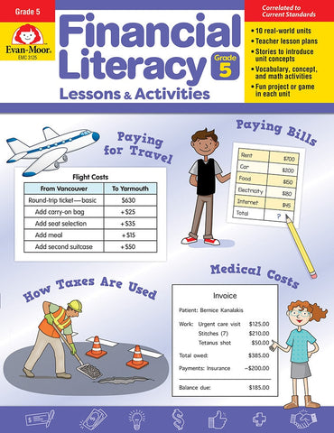 Financial Literacy Lessons and Activities, Grade 5 Teacher Resource - Evan-Moor Corporation (Paperback)