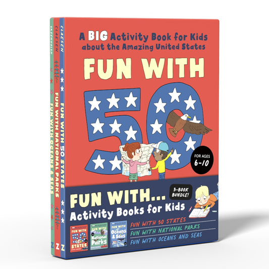 Fun Activity Books for Kids Box Set: 3 Activity Books to Learn about 50 Us States, National Parks, and Oceans and Seas (Perfect Gift for Kids Ages 6-1 - Claesen, Nicole (Paperback)-Children's Books/Ages 9-12 Nonfiction-9780593690055-BookBizCanada