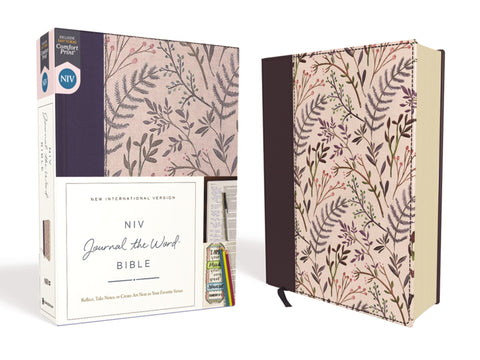 NIV, Journal the Word Bible, Cloth Over Board, Pink Floral, Red Letter Edition, Comfort Print: Reflect, Take Notes, or Create Art Next to Your Favorit - Zondervan (Hardcover)