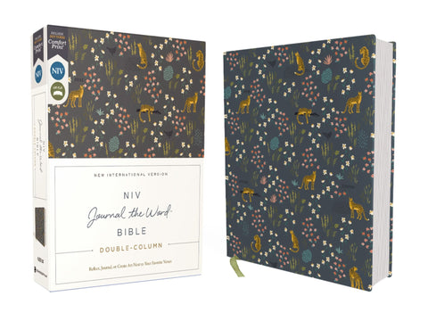 Niv, Journal the Word Bible (Perfect for Note-Taking), Double-Column, Cloth Over Board, Navy Floral, Red Letter, Comfort Print: Reflect, Take Notes, o - Zondervan (Hardcover)