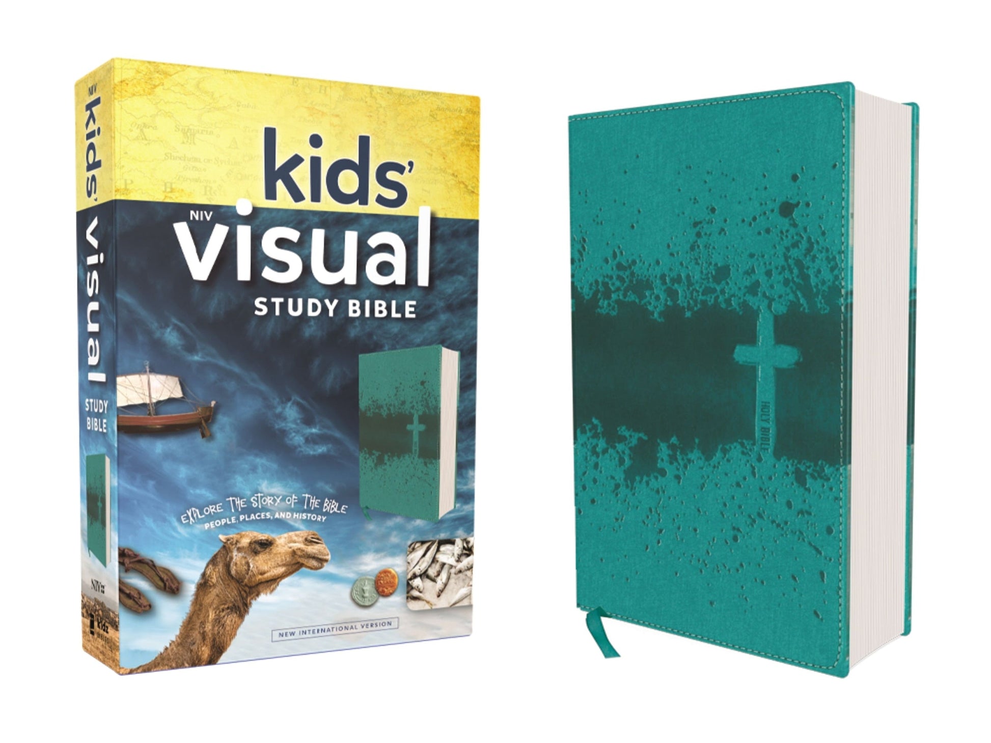 Niv, Kids' Visual Study Bible, Leathersoft, Teal, Full Color Interior: Explore the Story of the Bible-People, Places, and History-Bibles-9780310758426-BookBizCanada